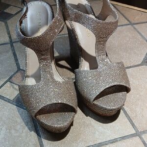 Rampage Women's Shimmering Tan Heels